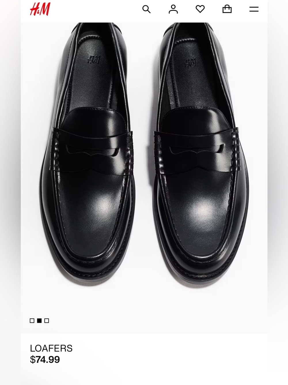 Men's Black Leather Slip-On Loafers NWOT